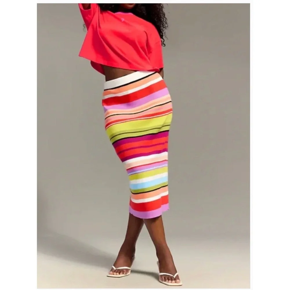 Old Navy x Christopher John Rogers Multicolor Striped Sweater and Skirt Set XXL - Picture 4 of 11